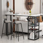 Glam Rectangle Faux Marble Bistro Table Gold Double Pedestal Bar Dining Table with 3-Shelf Black White Clearhalo 'Bar Furniture' 'Bar Tables' 'bar_tables' 'furn' 'furn_bar_tables' 'Furniture' 'furniture_bar_tables' 'Kitchen & Dining Furniture' 'kitchen&dining_furn' 'kitchen' 4380818