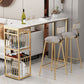 Glam Rectangle Faux Marble Bistro Table Gold Double Pedestal Bar Dining Table with 3-Shelf Clearhalo 'Bar Furniture' 'Bar Tables' 'bar_tables' 'furn' 'furn_bar_tables' 'Furniture' 'furniture_bar_tables' 'Kitchen & Dining Furniture' 'kitchen&dining_furn' 'kitchen' 4380825
