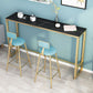 Glam Rectangle Stone Pub Bar Table Indoor Gold Iron Bar Dining Table with Trestle Pedestal Clearhalo 'Bar Furniture' 'Bar Tables' 'bar_tables' 'furn' 'furn_bar_tables' 'Furniture' 'furniture_bar_tables' 'Kitchen & Dining Furniture' 'kitchen&dining_furn' 'kitchen' 4380855