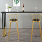 Glam Rectangle Stone Pub Bar Table Indoor Black Iron Bar Dining Table with Sled Pedestal Clearhalo 'Bar Furniture' 'Bar Tables' 'bar_tables' 'furn' 'furn_bar_tables' 'Furniture' 'furniture_bar_tables' 'Kitchen & Dining Furniture' 'kitchen&dining_furn' 'kitchen' 4380909
