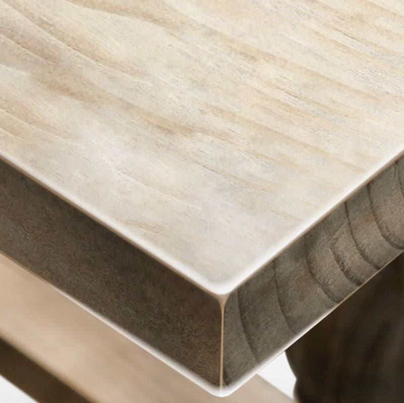 Industrial Distressed Wood Bar Table Gray Rectangle Top 41.3"H Bistro Table with Trestle Clearhalo 'Bar Furniture' 'Bar Tables' 'bar_tables' 'furn' 'furn_bar_tables' 'Furniture' 'furniture_bar_tables' 'Kitchen & Dining Furniture' 'kitchen&dining_furn' 'kitchen' 4380924