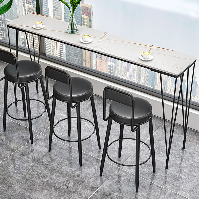 Industrial Black Iron Bar Table Faux Marble Rectangle Top 41.3"H Bistro Table 78.7"L x 15.7"W x 41.3"H White Without Chairs Clearhalo 'Bar Furniture' 'Bar Tables' 'bar_tables' 'furn' 'furn_bar_tables' 'Furniture' 'furniture_bar_tables' 'Kitchen & Dining Furniture' 'kitchen&dining_furn' 'kitchen' 4380937