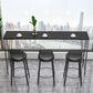 Industrial Black Iron Bar Table Faux Marble Rectangle Top 41.3"H Bistro Table 63"L x 15.7"W x 41.3"H Black Without Chairs Clearhalo 'Bar Furniture' 'Bar Tables' 'bar_tables' 'furn' 'furn_bar_tables' 'Furniture' 'furniture_bar_tables' 'Kitchen & Dining Furniture' 'kitchen&dining_furn' 'kitchen' 4380938