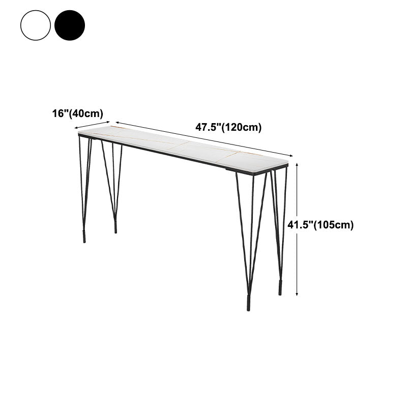Industrial Black Iron Bar Table Faux Marble Rectangle Top 41.3"H Bistro Table Clearhalo 'Bar Furniture' 'Bar Tables' 'bar_tables' 'furn' 'furn_bar_tables' 'Furniture' 'furniture_bar_tables' 'Kitchen & Dining Furniture' 'kitchen&dining_furn' 'kitchen' 4380944