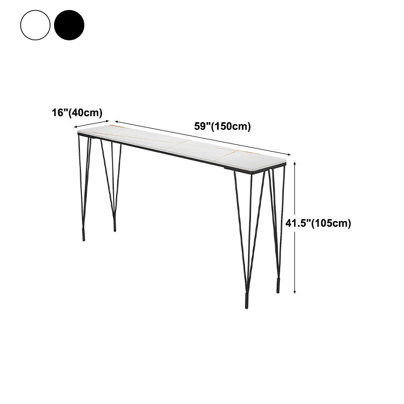Industrial Black Iron Bar Table Faux Marble Rectangle Top 41.3"H Bistro Table Clearhalo 'Bar Furniture' 'Bar Tables' 'bar_tables' 'furn' 'furn_bar_tables' 'Furniture' 'furniture_bar_tables' 'Kitchen & Dining Furniture' 'kitchen&dining_furn' 'kitchen' 4380946