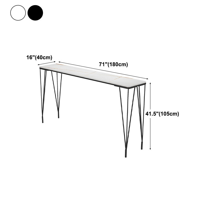 Industrial Black Iron Bar Table Faux Marble Rectangle Top 41.3"H Bistro Table Clearhalo 'Bar Furniture' 'Bar Tables' 'bar_tables' 'furn' 'furn_bar_tables' 'Furniture' 'furniture_bar_tables' 'Kitchen & Dining Furniture' 'kitchen&dining_furn' 'kitchen' 4380948