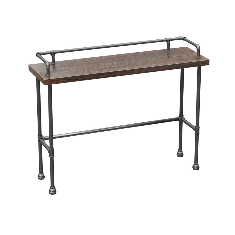 Industrial Black Iron Bar Table Brown Wood Rectangle Top 41.3"H Bistro Table 47.2"L x 17.7"W x 41.3"H Without Chairs Clearhalo 'Bar Furniture' 'Bar Tables' 'bar_tables' 'furn' 'furn_bar_tables' 'Furniture' 'furniture_bar_tables' 'Kitchen & Dining Furniture' 'kitchen&dining_furn' 'kitchen' 4380954