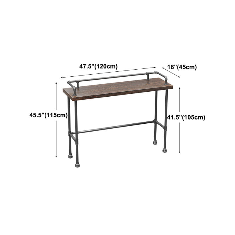 Industrial Black Iron Bar Table Brown Wood Rectangle Top 41.3"H Bistro Table Clearhalo 'Bar Furniture' 'Bar Tables' 'bar_tables' 'furn' 'furn_bar_tables' 'Furniture' 'furniture_bar_tables' 'Kitchen & Dining Furniture' 'kitchen&dining_furn' 'kitchen' 4380958