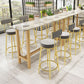 Glam Natural Wood Bar Table Faux Marble Rectangle Top 41.3"H Bistro Table 63"L x 15.7"W x 41.3"H Gray Without Chairs Clearhalo 'Bar Furniture' 'Bar Tables' 'bar_tables' 'furn' 'furn_bar_tables' 'Furniture' 'furniture_bar_tables' 'Kitchen & Dining Furniture' 'kitchen&dining_furn' 'kitchen' 4380967