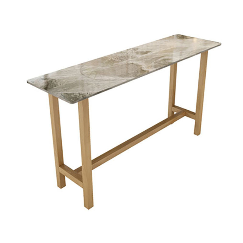 Glam Natural Wood Bar Table Faux Marble Rectangle Top 41.3"H Bistro Table Gray Without Chairs Clearhalo 'Bar Furniture' 'Bar Tables' 'bar_tables' 'furn' 'furn_bar_tables' 'Furniture' 'furniture_bar_tables' 'Kitchen & Dining Furniture' 'kitchen&dining_furn' 'kitchen' 4380968