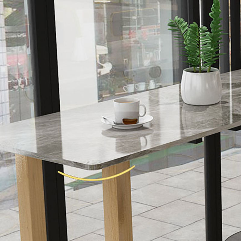 Glam Natural Wood Bar Table Faux Marble Rectangle Top 41.3"H Bistro Table Clearhalo 'Bar Furniture' 'Bar Tables' 'bar_tables' 'furn' 'furn_bar_tables' 'Furniture' 'furniture_bar_tables' 'Kitchen & Dining Furniture' 'kitchen&dining_furn' 'kitchen' 4380969
