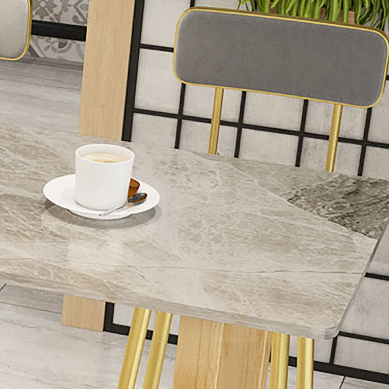Glam Natural Wood Bar Table Faux Marble Rectangle Top 41.3"H Bistro Table Clearhalo 'Bar Furniture' 'Bar Tables' 'bar_tables' 'furn' 'furn_bar_tables' 'Furniture' 'furniture_bar_tables' 'Kitchen & Dining Furniture' 'kitchen&dining_furn' 'kitchen' 4380970