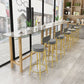 Glam Natural Wood Bar Table Faux Marble Rectangle Top 41.3"H Bistro Table Clearhalo 'Bar Furniture' 'Bar Tables' 'bar_tables' 'furn' 'furn_bar_tables' 'Furniture' 'furniture_bar_tables' 'Kitchen & Dining Furniture' 'kitchen&dining_furn' 'kitchen' 4380971