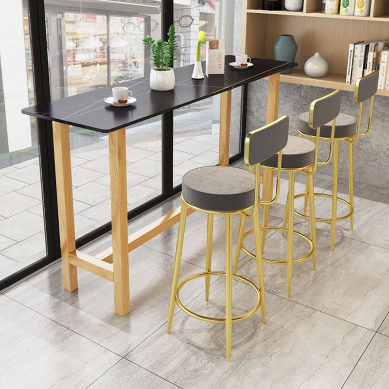Glam Natural Wood Bar Table Faux Marble Rectangle Top 41.3"H Bistro Table Clearhalo 'Bar Furniture' 'Bar Tables' 'bar_tables' 'furn' 'furn_bar_tables' 'Furniture' 'furniture_bar_tables' 'Kitchen & Dining Furniture' 'kitchen&dining_furn' 'kitchen' 4380975