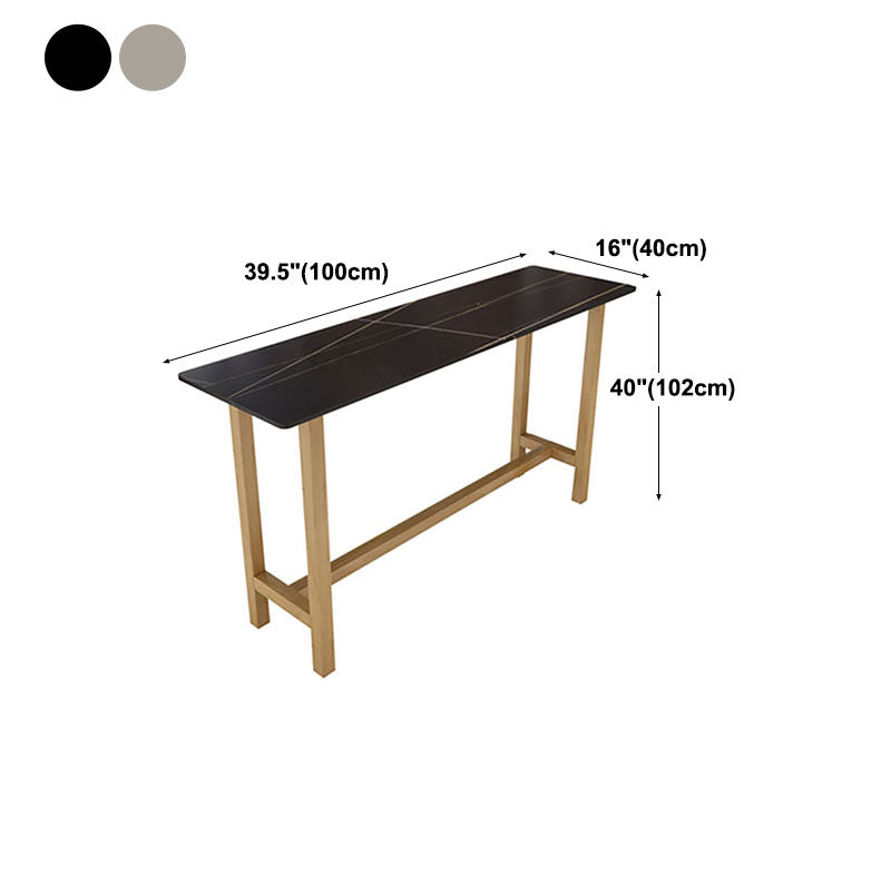 Glam Natural Wood Bar Table Faux Marble Rectangle Top 41.3"H Bistro Table Clearhalo 'Bar Furniture' 'Bar Tables' 'bar_tables' 'furn' 'furn_bar_tables' 'Furniture' 'furniture_bar_tables' 'Kitchen & Dining Furniture' 'kitchen&dining_furn' 'kitchen' 4380976