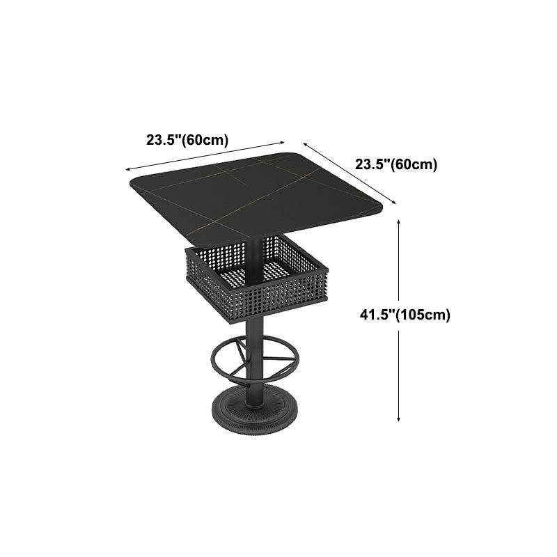 Industrial Black Iron Bar Table Faux Marble Top 41.3"H Bistro Table with Storage Clearhalo 'Bar Furniture' 'Bar Tables' 'bar_tables' 'furn' 'furn_bar_tables' 'Furniture' 'furniture_bar_tables' 'Kitchen & Dining Furniture' 'kitchen&dining_furn' 'kitchen' 4381005