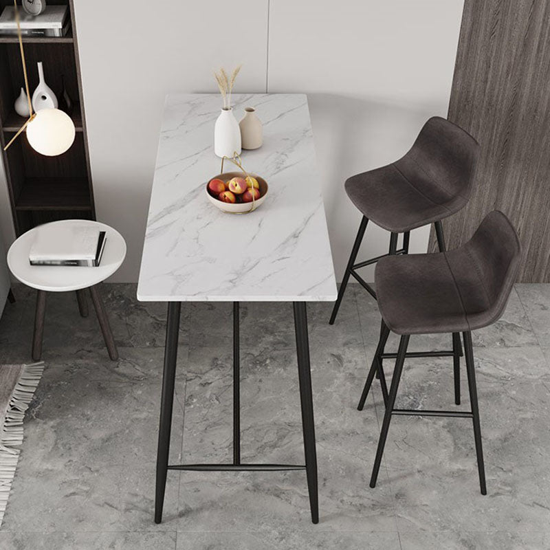 Industrial Black Metal Bar Table Faux Marble Rectangle Top Bistro Table - 47" x 23" x 41" Clearhalo 'Bar Furniture' 'Bar Tables' 'bar_tables' 'furn' 'furn_bar_tables' 'Furniture' 'furniture_bar_tables' 'Kitchen & Dining Furniture' 'kitchen&dining_furn' 'kitchen' 4381009