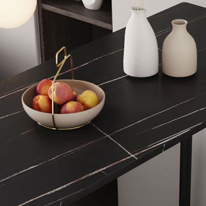 Industrial Black Metal Bar Table Faux Marble Rectangle Top Bistro Table - 47" x 23" x 41" Clearhalo 'Bar Furniture' 'Bar Tables' 'bar_tables' 'furn' 'furn_bar_tables' 'Furniture' 'furniture_bar_tables' 'Kitchen & Dining Furniture' 'kitchen&dining_furn' 'kitchen' 4381013