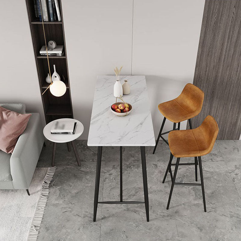 Industrial Black Metal Bar Table Faux Marble Rectangle Top Bistro Table - 47" x 23" x 41" Clearhalo 'Bar Furniture' 'Bar Tables' 'bar_tables' 'furn' 'furn_bar_tables' 'Furniture' 'furniture_bar_tables' 'Kitchen & Dining Furniture' 'kitchen&dining_furn' 'kitchen' 4381014