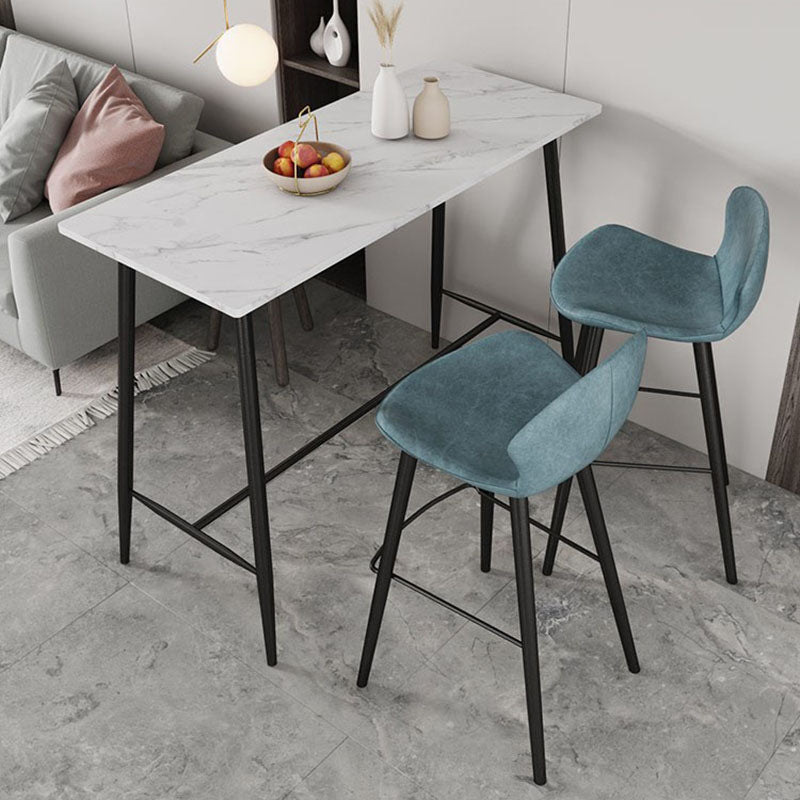 Industrial Black Metal Bar Table Faux Marble Rectangle Top Bistro Table - 47" x 23" x 41" Clearhalo 'Bar Furniture' 'Bar Tables' 'bar_tables' 'furn' 'furn_bar_tables' 'Furniture' 'furniture_bar_tables' 'Kitchen & Dining Furniture' 'kitchen&dining_furn' 'kitchen' 4381015