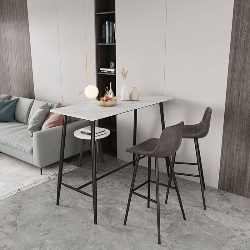 Industrial Black Metal Bar Table Faux Marble Rectangle Top Bistro Table - 47" x 23" x 41" Clearhalo 'Bar Furniture' 'Bar Tables' 'bar_tables' 'furn' 'furn_bar_tables' 'Furniture' 'furniture_bar_tables' 'Kitchen & Dining Furniture' 'kitchen&dining_furn' 'kitchen' 4381016