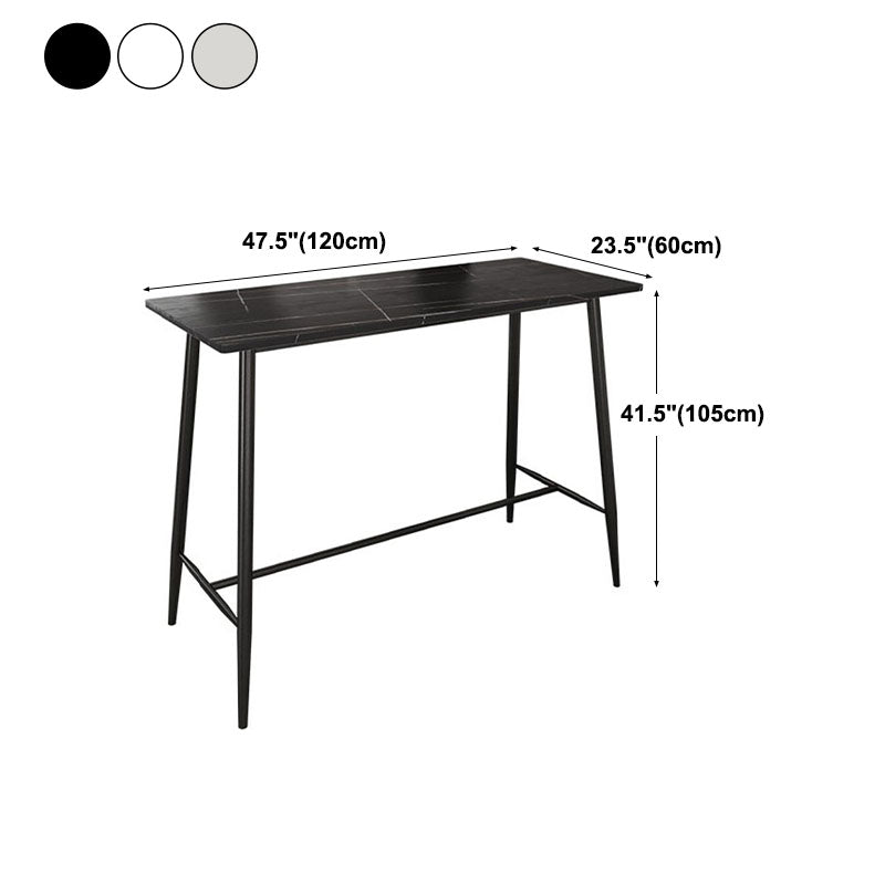 Industrial Black Metal Bar Table Faux Marble Rectangle Top Bistro Table - 47" x 23" x 41" Clearhalo 'Bar Furniture' 'Bar Tables' 'bar_tables' 'furn' 'furn_bar_tables' 'Furniture' 'furniture_bar_tables' 'Kitchen & Dining Furniture' 'kitchen&dining_furn' 'kitchen' 4381018