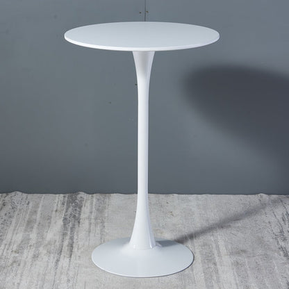 Industrial Iron Bar Table Round Top Indoor 41.3"H Bistro Table with Pedestal 23.6"L x 23.6"W x 43.3"H White Wood Clearhalo 'Bar Furniture' 'Bar Tables' 'bar_tables' 'furn' 'furn_bar_tables' 'Furniture' 'furniture_bar_tables' 'Kitchen & Dining Furniture' 'kitchen&dining_furn' 'kitchen' 4381020