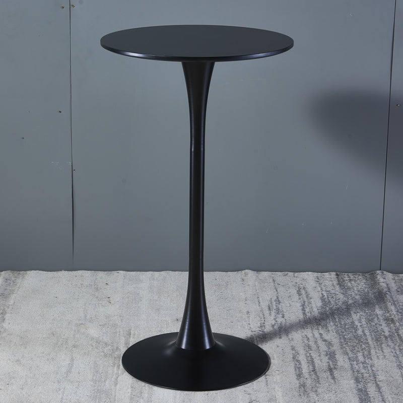 Industrial Iron Bar Table Round Top Indoor 41.3"H Bistro Table with Pedestal Black Wood Clearhalo 'Bar Furniture' 'Bar Tables' 'bar_tables' 'furn' 'furn_bar_tables' 'Furniture' 'furniture_bar_tables' 'Kitchen & Dining Furniture' 'kitchen&dining_furn' 'kitchen' 4381024