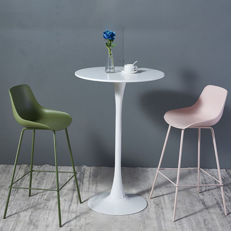 Industrial Iron Bar Table Round Top Indoor 41.3"H Bistro Table with Pedestal 27.6"L x 27.6"W x 43.3"H White Wood Clearhalo 'Bar Furniture' 'Bar Tables' 'bar_tables' 'furn' 'furn_bar_tables' 'Furniture' 'furniture_bar_tables' 'Kitchen & Dining Furniture' 'kitchen&dining_furn' 'kitchen' 4381025