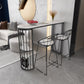 Glam Style 41.3"H Bar Table Marble White Top Specialty Bistro Table with Shelves 70.9"L x 15.7"W x 41.3"H Black Without Chairs Clearhalo 'Bar Furniture' 'Bar Tables' 'bar_tables' 'furn' 'furn_bar_tables' 'Furniture' 'furniture_bar_tables' 'Kitchen & Dining Furniture' 'kitchen&dining_furn' 'kitchen' 4381043