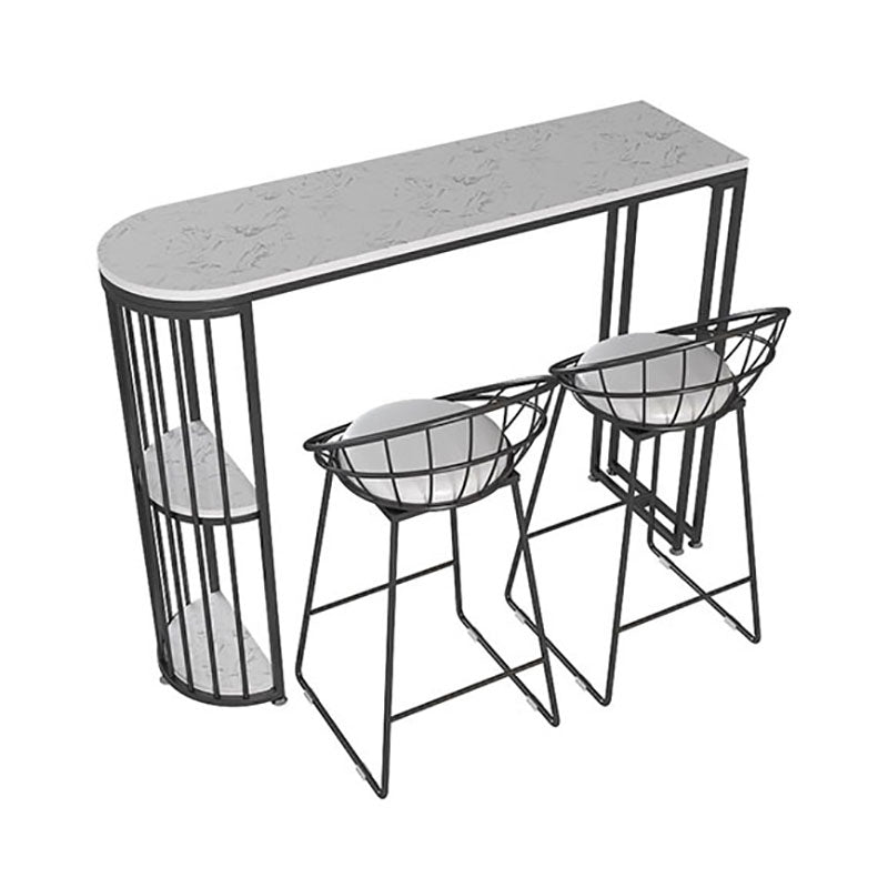 Glam Style 41.3"H Bar Table Marble White Top Specialty Bistro Table with Shelves Clearhalo 'Bar Furniture' 'Bar Tables' 'bar_tables' 'furn' 'furn_bar_tables' 'Furniture' 'furniture_bar_tables' 'Kitchen & Dining Furniture' 'kitchen&dining_furn' 'kitchen' 4381048