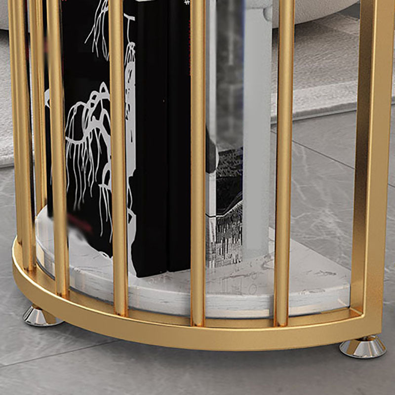 Glam Style 41.3"H Bar Table Marble White Top Specialty Bistro Table with Shelves Clearhalo 'Bar Furniture' 'Bar Tables' 'bar_tables' 'furn' 'furn_bar_tables' 'Furniture' 'furniture_bar_tables' 'Kitchen & Dining Furniture' 'kitchen&dining_furn' 'kitchen' 4381050