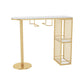 Glam 41.3"H Iron Bar Table Marble White Top Specialty Bistro Table in Gold 47.2"L x 15.7"W x 41.3"H Without Chairs Clearhalo 'Bar Furniture' 'Bar Tables' 'bar_tables' 'furn' 'furn_bar_tables' 'Furniture' 'furniture_bar_tables' 'Kitchen & Dining Furniture' 'kitchen&dining_furn' 'kitchen' 4381062