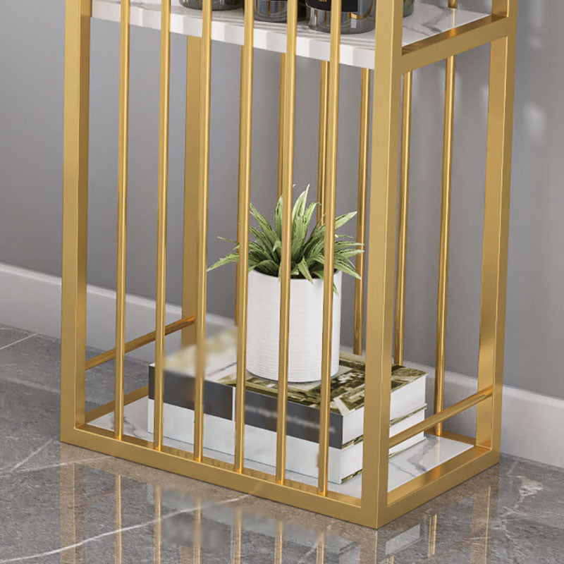 Glam 41.3"H Iron Bar Table Marble White Top Specialty Bistro Table in Gold Clearhalo 'Bar Furniture' 'Bar Tables' 'bar_tables' 'furn' 'furn_bar_tables' 'Furniture' 'furniture_bar_tables' 'Kitchen & Dining Furniture' 'kitchen&dining_furn' 'kitchen' 4381068