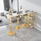 Glam 41.3"H Iron Bar Table Marble White Top Specialty Bistro Table in Gold Clearhalo 'Bar Furniture' 'Bar Tables' 'bar_tables' 'furn' 'furn_bar_tables' 'Furniture' 'furniture_bar_tables' 'Kitchen & Dining Furniture' 'kitchen&dining_furn' 'kitchen' 4381074