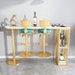 Glam 41.3"H Iron Bar Table Marble White Top Specialty Bistro Table in Gold Clearhalo 'Bar Furniture' 'Bar Tables' 'bar_tables' 'furn' 'furn_bar_tables' 'Furniture' 'furniture_bar_tables' 'Kitchen & Dining Furniture' 'kitchen&dining_furn' 'kitchen' 4381075