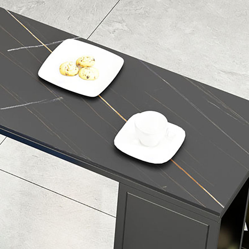 Industrial Black Iron Bar Table Faux Marble Top Rectangle Indoor 41.3"H Bistro Table Clearhalo 'Bar Furniture' 'Bar Tables' 'bar_tables' 'furn' 'furn_bar_tables' 'Furniture' 'furniture_bar_tables' 'Kitchen & Dining Furniture' 'kitchen&dining_furn' 'kitchen' 4381086