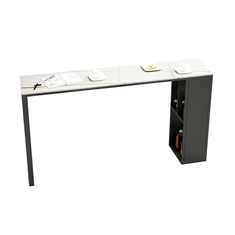 Industrial Black Iron Bar Table Faux Marble Top Rectangle Indoor 41.3"H Bistro Table White Without Chairs Clearhalo 'Bar Furniture' 'Bar Tables' 'bar_tables' 'furn' 'furn_bar_tables' 'Furniture' 'furniture_bar_tables' 'Kitchen & Dining Furniture' 'kitchen&dining_furn' 'kitchen' 4381087