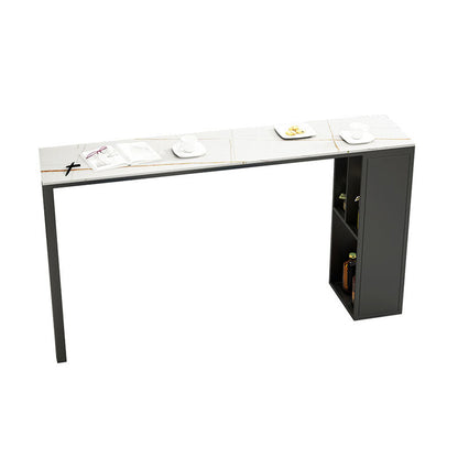 Industrial Black Iron Bar Table Faux Marble Top Rectangle Indoor 41.3"H Bistro Table White Without Chairs Clearhalo 'Bar Furniture' 'Bar Tables' 'bar_tables' 'furn' 'furn_bar_tables' 'Furniture' 'furniture_bar_tables' 'Kitchen & Dining Furniture' 'kitchen&dining_furn' 'kitchen' 4381087