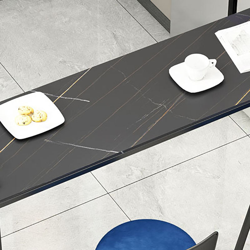 Industrial Black Iron Bar Table Faux Marble Top Rectangle Indoor 41.3"H Bistro Table Clearhalo 'Bar Furniture' 'Bar Tables' 'bar_tables' 'furn' 'furn_bar_tables' 'Furniture' 'furniture_bar_tables' 'Kitchen & Dining Furniture' 'kitchen&dining_furn' 'kitchen' 4381090