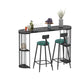 Glam Metal Bar Table 41.3"H Oval Faux Marble Top Bistro Table with Shelves Black Black Clearhalo 'Bar Furniture' 'Bar Tables' 'bar_tables' 'furn' 'furn_bar_tables' 'Furniture' 'furniture_bar_tables' 'Kitchen & Dining Furniture' 'kitchen&dining_furn' 'kitchen' 4381100