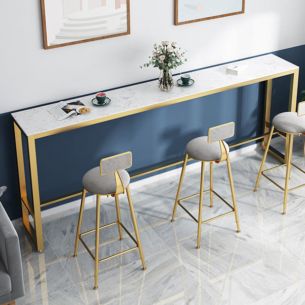 Trestle Rectangle Counter Height Dining Table White and Gold Counter Table Clearhalo 'Bar Furniture' 'Bar Tables' 'bar_tables' 'furn' 'furn_bar_tables' 'Furniture' 'furniture_bar_tables' 'Kitchen & Dining Furniture' 'kitchen&dining_furn' 'kitchen' 4381120