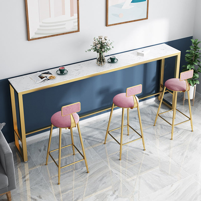 Trestle Rectangle Counter Height Dining Table White and Gold Counter Table Clearhalo 'Bar Furniture' 'Bar Tables' 'bar_tables' 'furn' 'furn_bar_tables' 'Furniture' 'furniture_bar_tables' 'Kitchen & Dining Furniture' 'kitchen&dining_furn' 'kitchen' 4381122