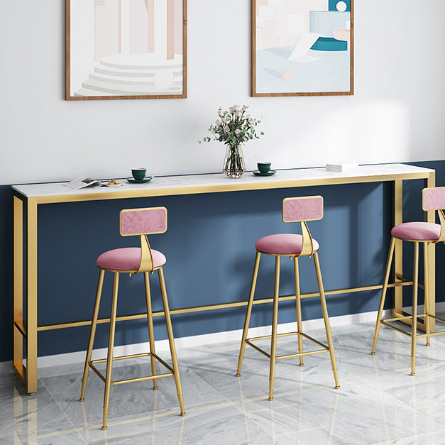 Trestle Rectangle Counter Height Dining Table White and Gold Counter Table Clearhalo 'Bar Furniture' 'Bar Tables' 'bar_tables' 'furn' 'furn_bar_tables' 'Furniture' 'furniture_bar_tables' 'Kitchen & Dining Furniture' 'kitchen&dining_furn' 'kitchen' 4381123