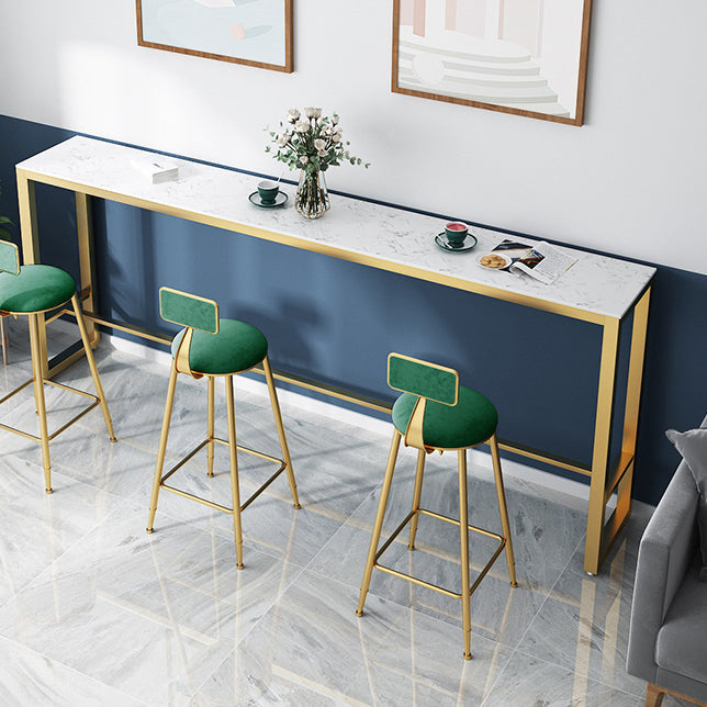 Trestle Rectangle Counter Height Dining Table White and Gold Counter Table Clearhalo 'Bar Furniture' 'Bar Tables' 'bar_tables' 'furn' 'furn_bar_tables' 'Furniture' 'furniture_bar_tables' 'Kitchen & Dining Furniture' 'kitchen&dining_furn' 'kitchen' 4381124