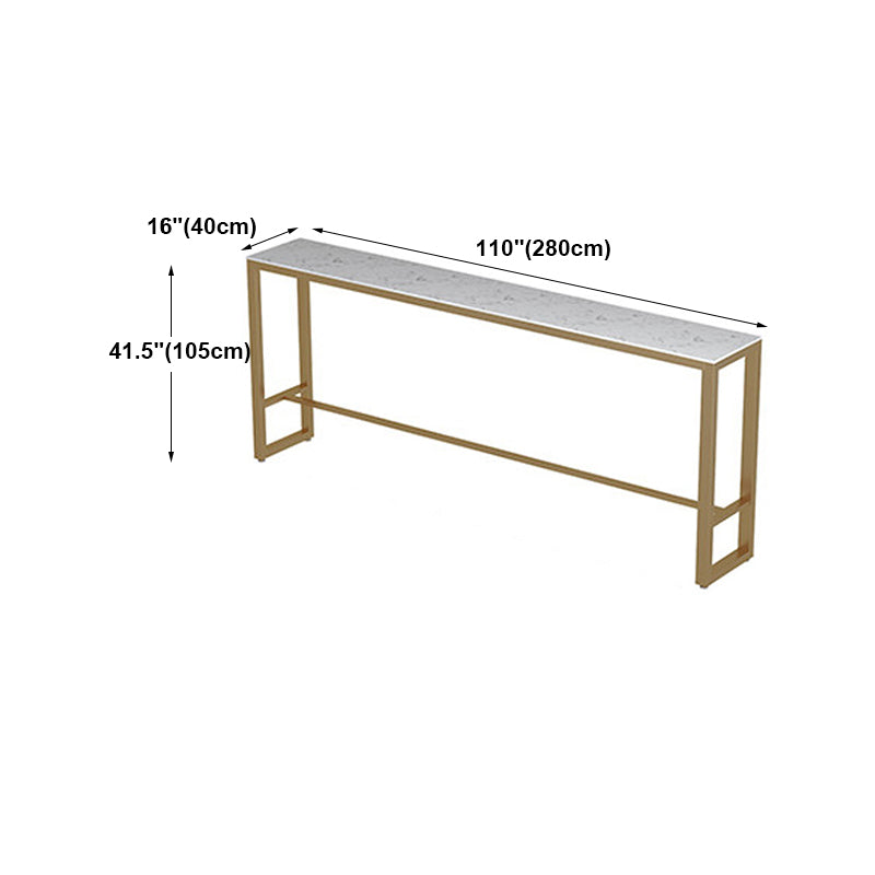 Trestle Rectangle Counter Height Dining Table White and Gold Counter Table Clearhalo 'Bar Furniture' 'Bar Tables' 'bar_tables' 'furn' 'furn_bar_tables' 'Furniture' 'furniture_bar_tables' 'Kitchen & Dining Furniture' 'kitchen&dining_furn' 'kitchen' 4381136