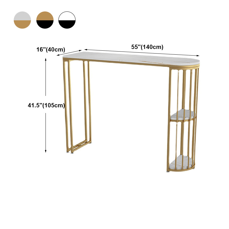 Glam Style Bar Table 42-inch Height Stone Top and Metal Base Bistro Storage Table Clearhalo 'Bar Furniture' 'Bar Tables' 'bar_tables' 'furn' 'furn_bar_tables' 'Furniture' 'furniture_bar_tables' 'Kitchen & Dining Furniture' 'kitchen&dining_furn' 'kitchen' 4381169