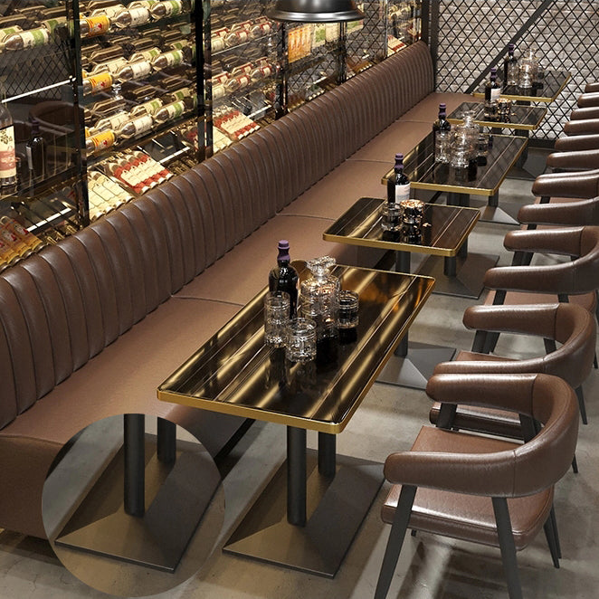 Industrial Style Dining Table Black Table with Metal Pedestal Base for Dining Room Clearhalo ' dining_table' 'Dining Tables & Seating' 'Dining Tables' 'furn' 'furn_dining_table' 'Furniture' 'furniture_dining_table' 'Kitchen & Dining Furniture' 'kitchen&dining_furn' 'kitchen' 'kitchen_dining_table' 4381202