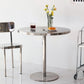 Metal Contemporary Sliver Dining Table Stainless Steel Dining Table with Pedestal Base Round 27.6"L x 27.6"W x 29.5"H Without Chairs Clearhalo ' dining_table' 'Dining Tables & Seating' 'Dining Tables' 'furn' 'furn_dining_table' 'Furniture' 'furniture_dining_table' 'Kitchen & Dining Furniture' 'kitchen&dining_furn' 'kitchen' 'kitchen_dining_table' 4381206