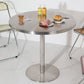 Metal Contemporary Sliver Dining Table Stainless Steel Dining Table with Pedestal Base Round 31.5"L x 31.5"W x 29.5"H Without Chairs Clearhalo ' dining_table' 'Dining Tables & Seating' 'Dining Tables' 'furn' 'furn_dining_table' 'Furniture' 'furniture_dining_table' 'Kitchen & Dining Furniture' 'kitchen&dining_furn' 'kitchen' 'kitchen_dining_table' 4381207